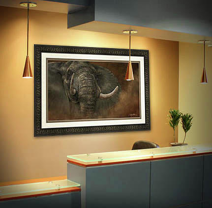 Reception area - Charging Elephant #2 Photograph by Kathie Miller