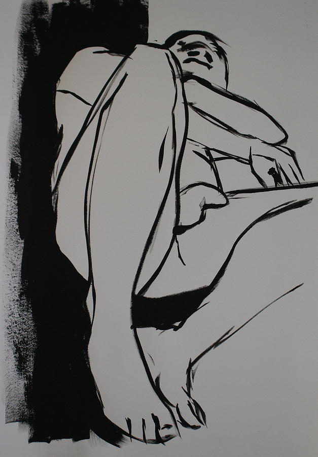 Nude Painting - Reclining male #1 by Joanne Claxton