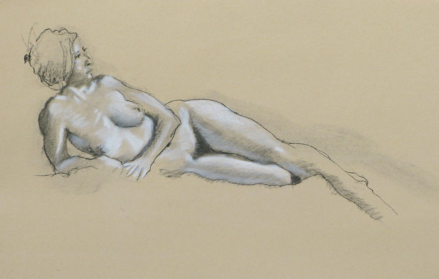 Reclining Nude 2 #1 Drawing by Robert Bissett