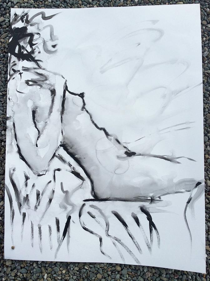 Nude Drawing - Reclining Nude #1 by Elizabeth Parashis