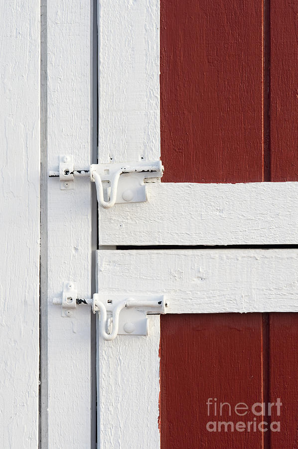 Red and White Barn Latches #1 Photograph by Jim Corwin