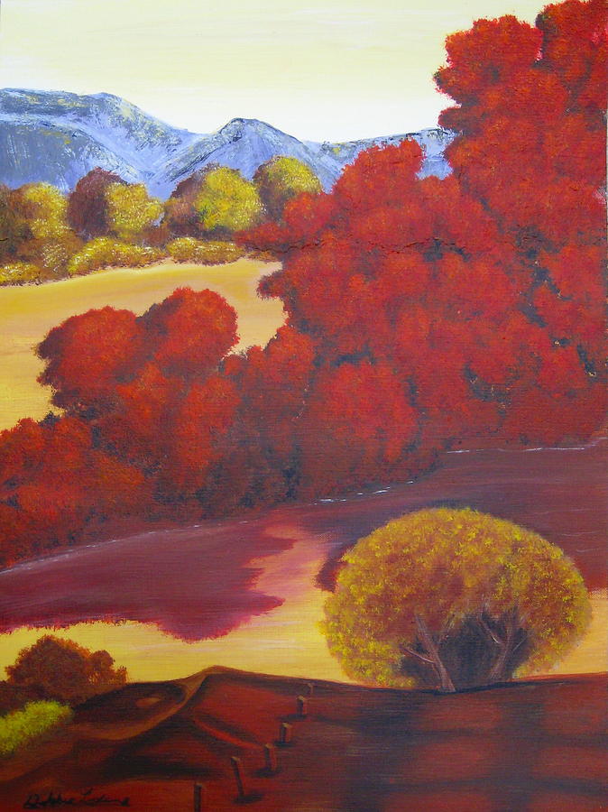 Red Autumn #1 Painting by Debbie Levene