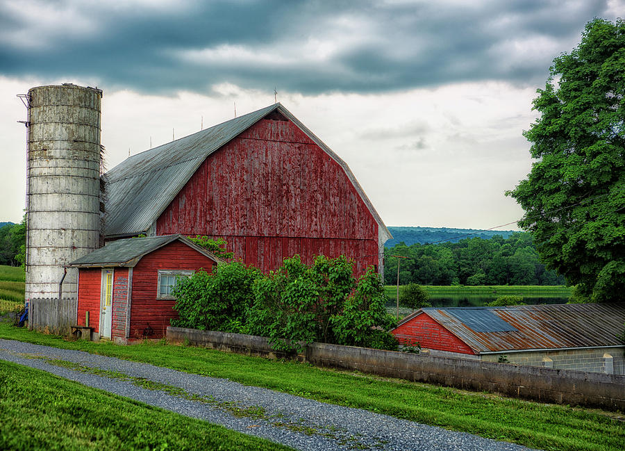 red barn with silo