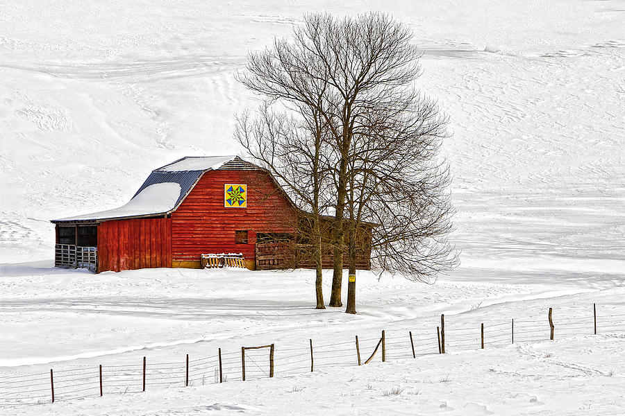 Red Barn In Snow Photograph - Red Barn in Snow by Ken Barrett