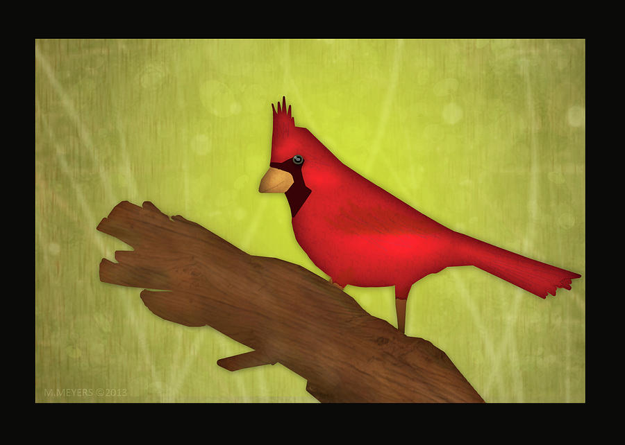 Bird Digital Art - Red Bird  #1 by Melisa Meyers