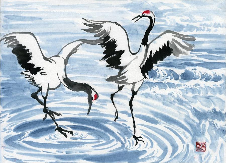 Red Crowned Crane #4 Painting by Ping Yan