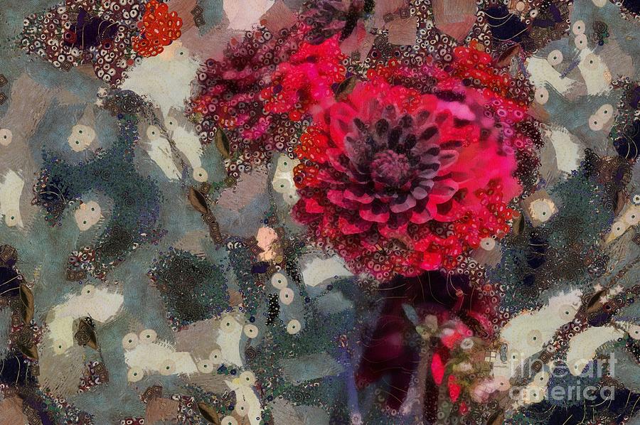 Red Dahlias #1 Digital Art by Eva Lechner