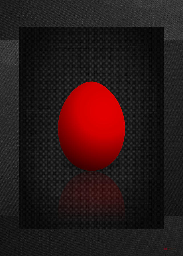 Egg Photograph - Red Egg on Black Canvas  #1 by Serge Averbukh