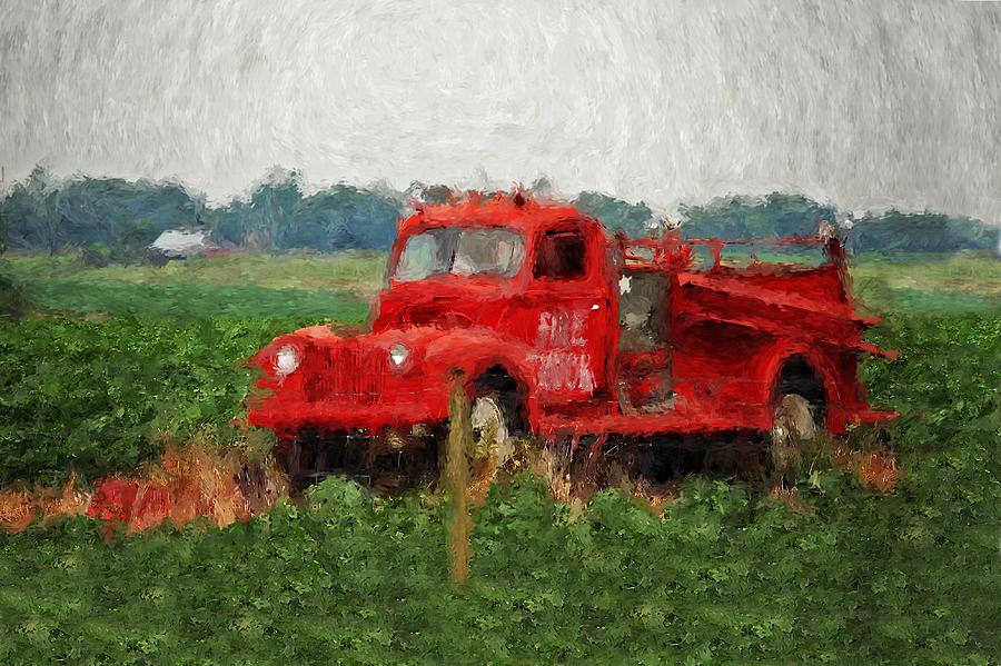 Red Fire Truck #1 Painting by Michael Thomas