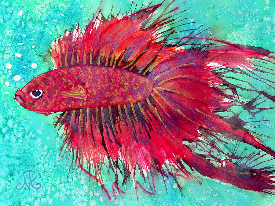 Red Fish Painting by Nina Tyksinski