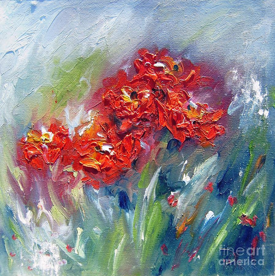 Red Flowers Paintings Painting by Mary Cahalan Lee - aka PIXI