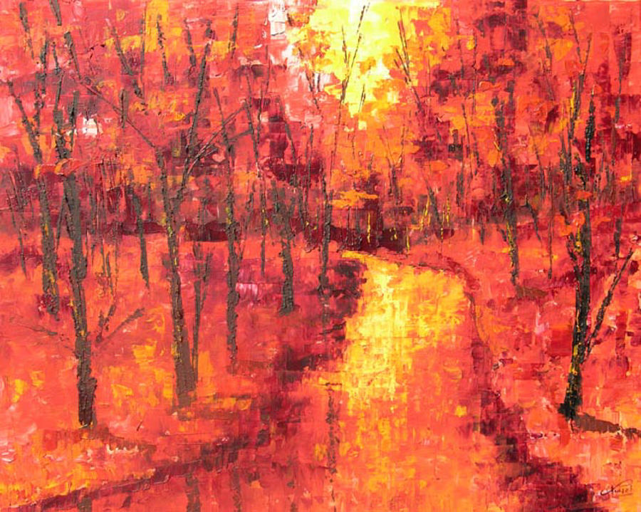 Red forest #1 Painting by Frederic Payet