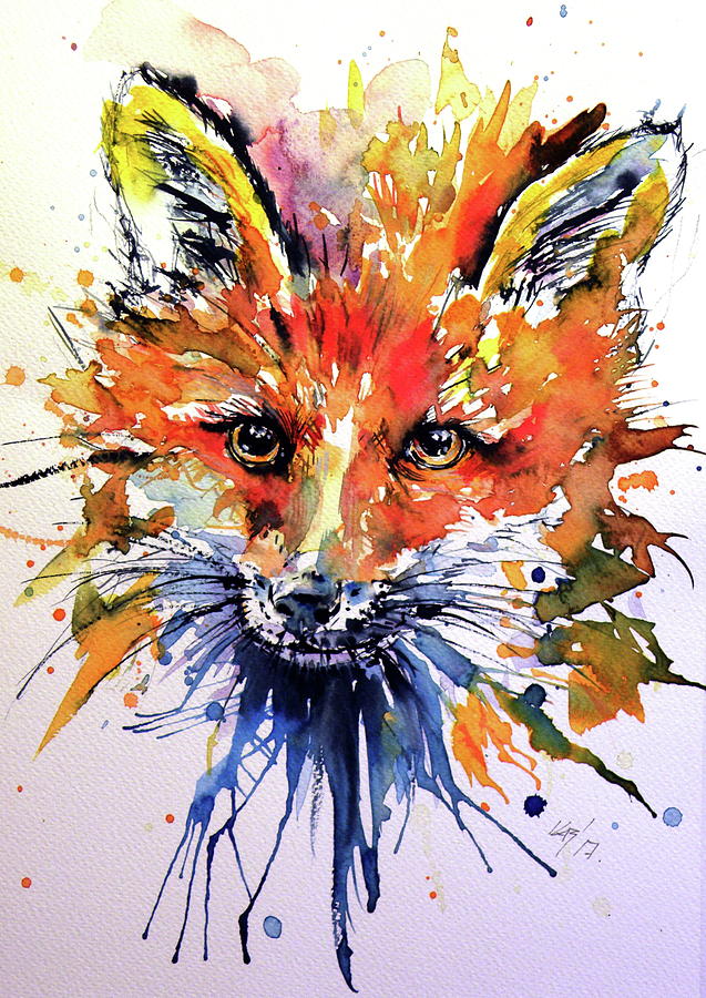 Red fox #1 Painting by Kovacs Anna Brigitta