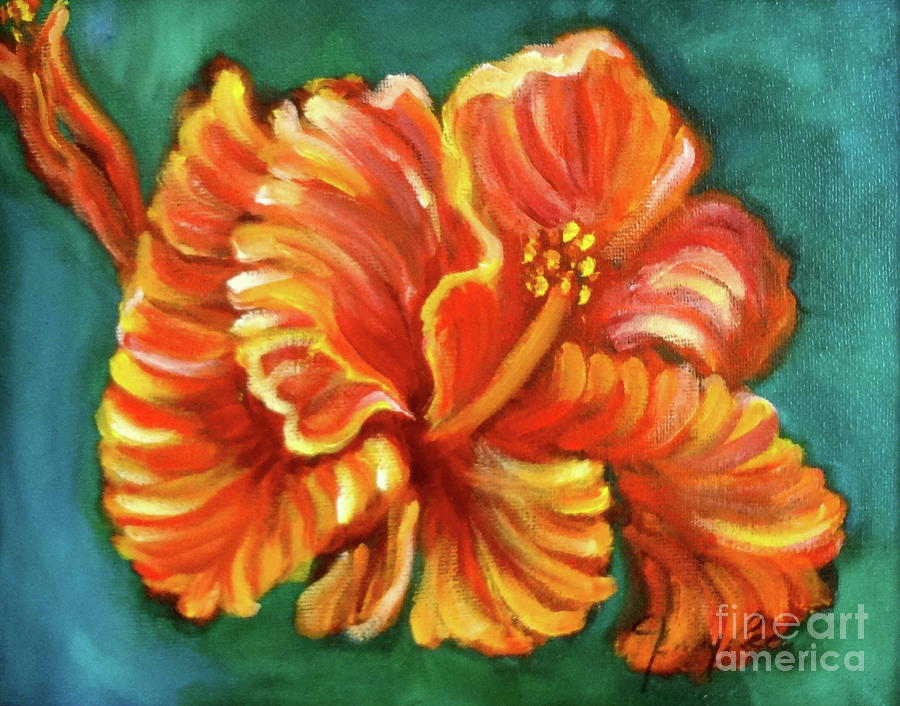 Red Hibiscus #2 Painting by Jenny Lee