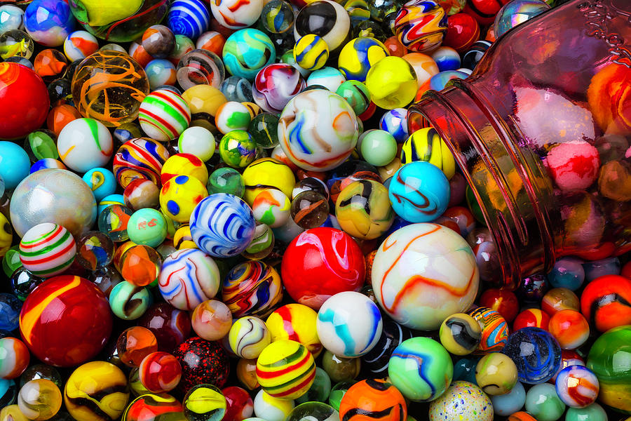 Toy Photograph - Red Jar With Marbles #1 by Garry Gay