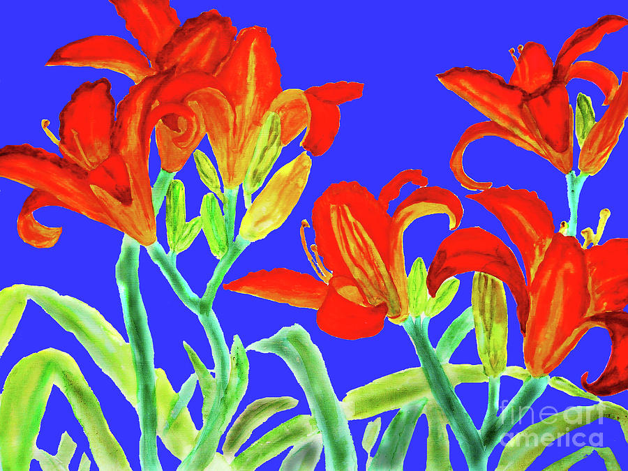 Red lilies, painting #1 Painting by Irina Afonskaya