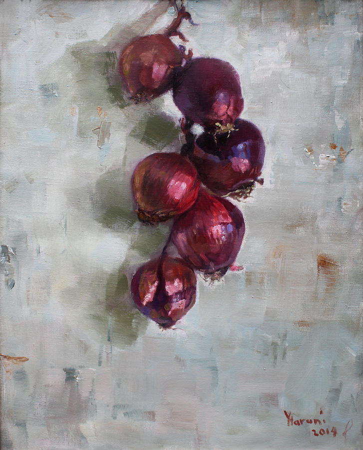 Still Life Painting - Red Onions #1 by Ylli Haruni
