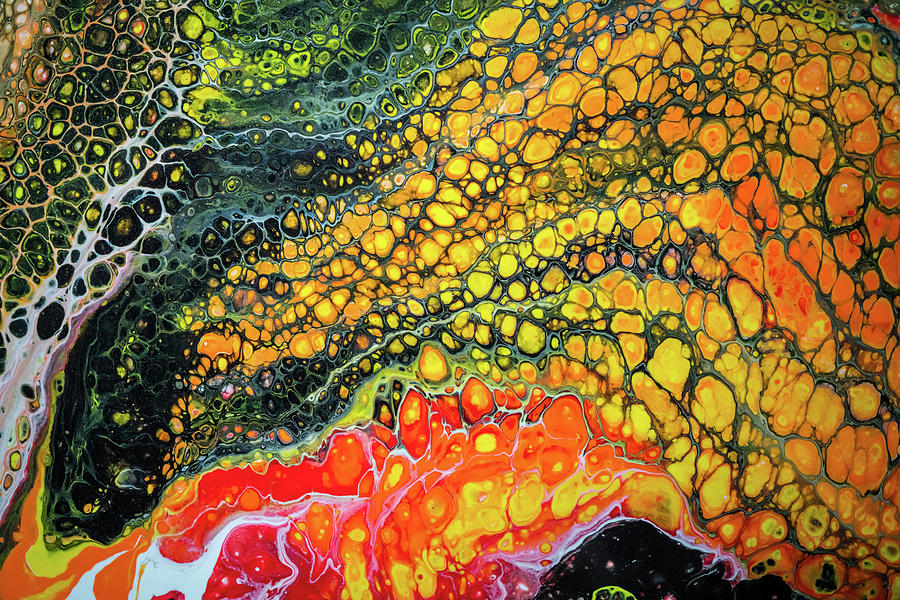 Red Orange Black abstract #1 Painting by Lilia S