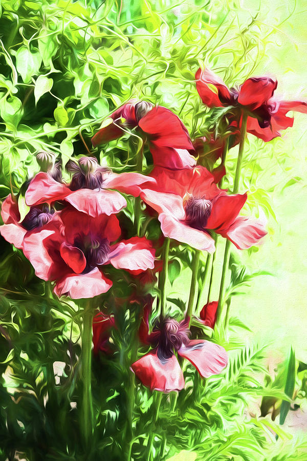 Red Poppies #1 Painting by Bonnie Bruno