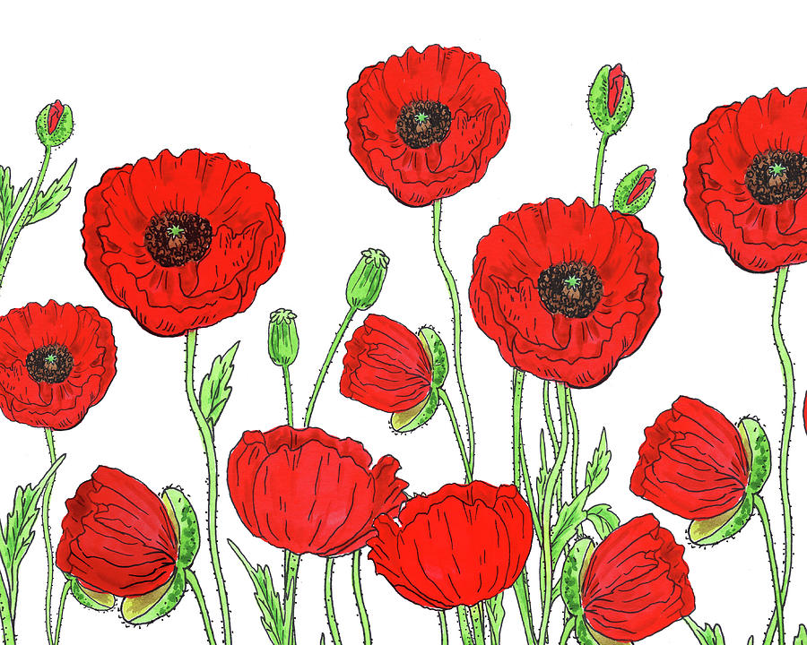 Red Poppies Field #1 Painting by Irina Sztukowski
