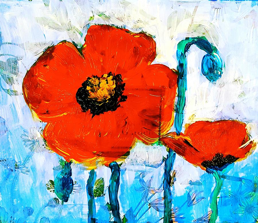 Red poppies  #2 Painting by Hae Kim