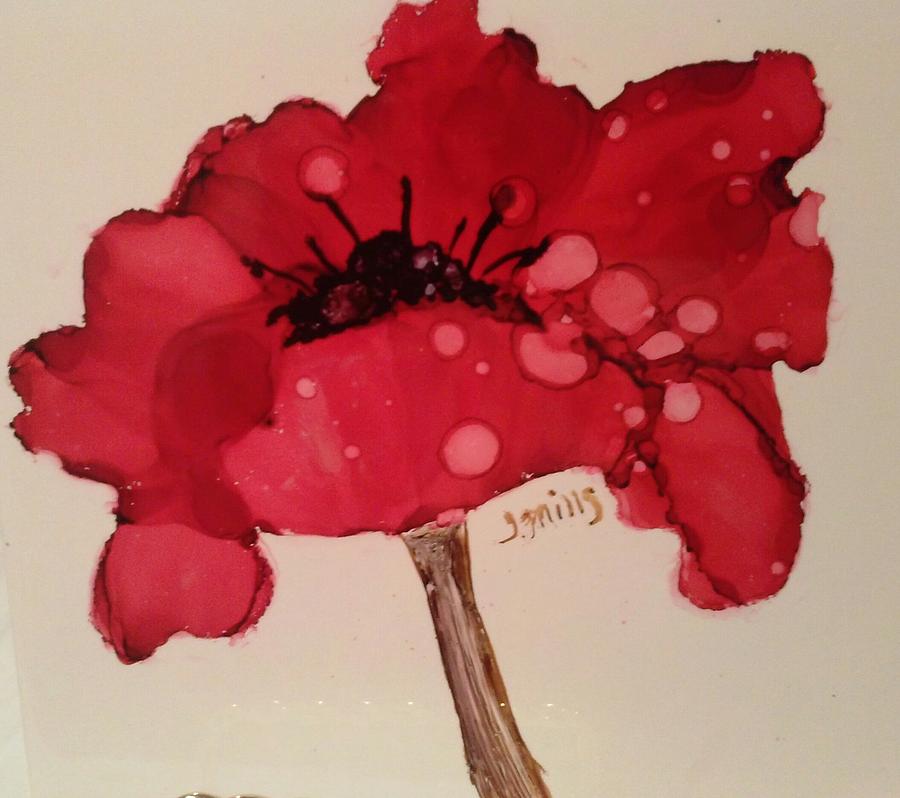 Floral Painting - Crimson Bloom 4 Copyright Jan Mills 2015 by Jan Phillips