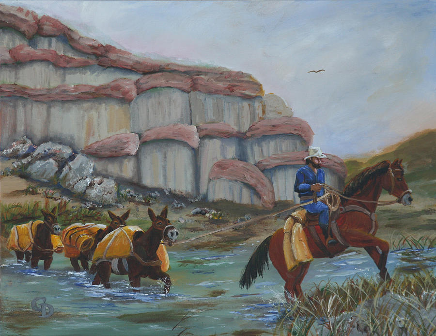 Horse Painting - Red Rock Crossing #2 by Gail Daley