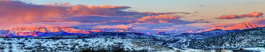 Red Rocks panorama at sunset #2 Photograph by Alexey Stiop