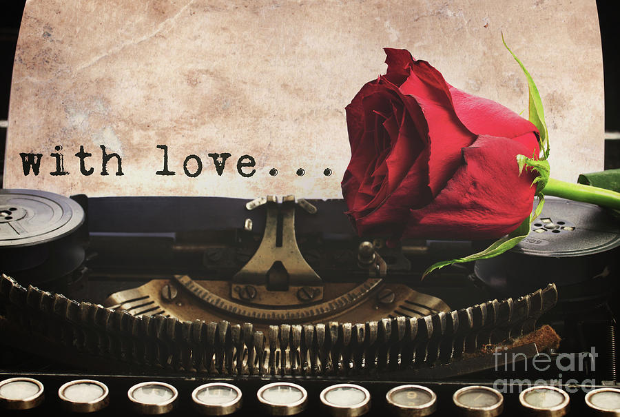 Red Rose On Typewriter Photograph by Anastasy Yarmolovich