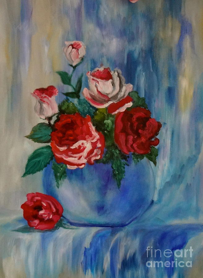 Red Roses  #1 Painting by Jenny Lee