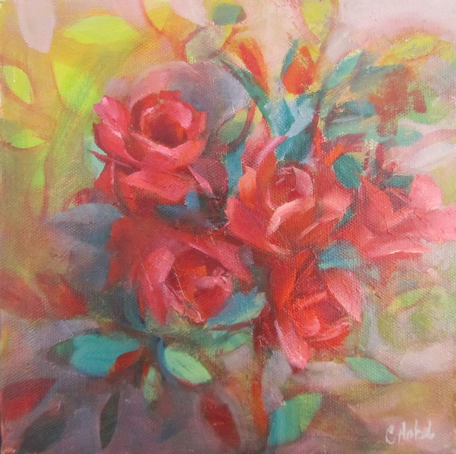 Red Roses Painting Painting by Chris Hobel
