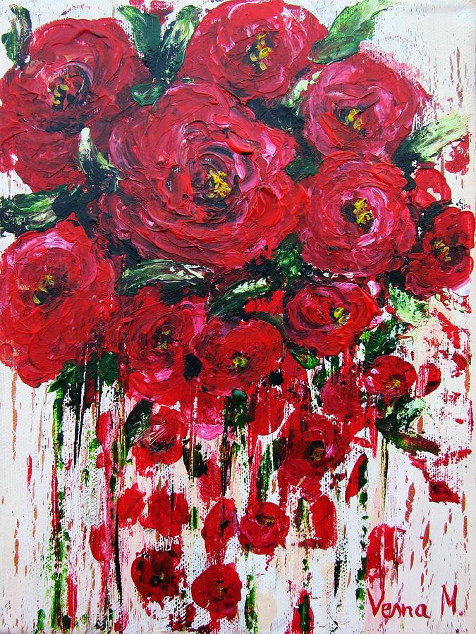 Red roses #1 Painting by Vesna Martinjak