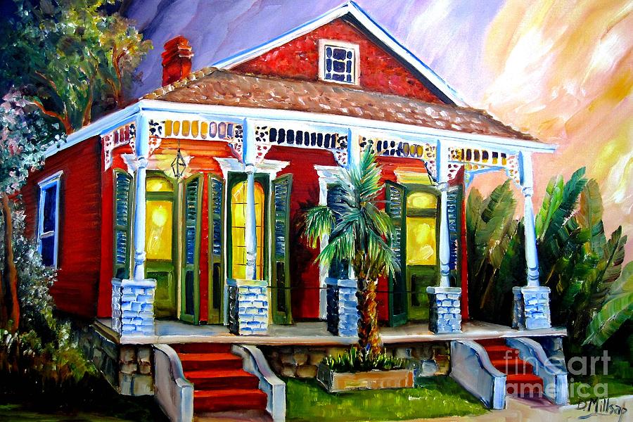 Red Shotgun House #1 Painting by Diane Millsap