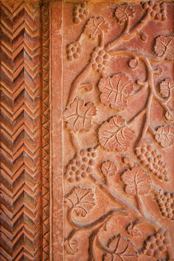 Red Stone Carvings In Fatehpur Sikri Photograph