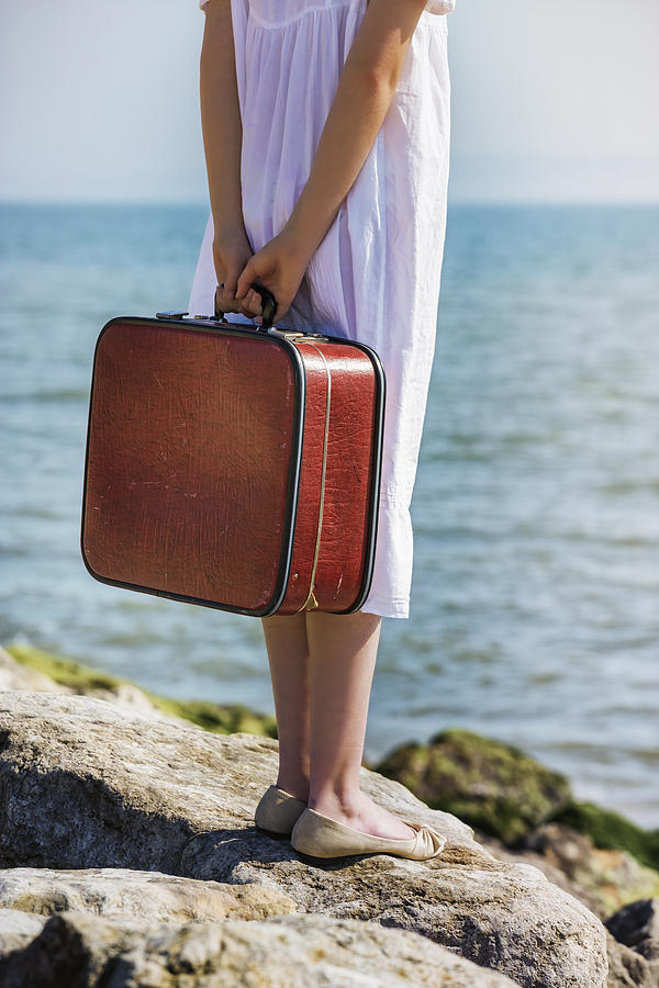 Beach Photograph - Red Suitcase #1 by Joana Kruse