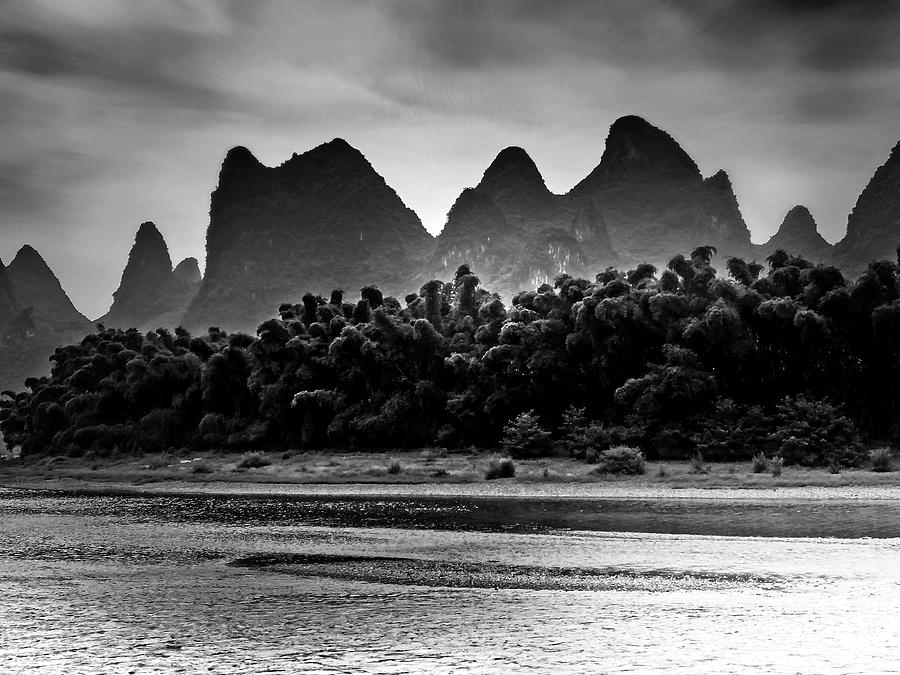 Red sunset glows-China Guilin scenery Lijiang River in Yangshuo #1 Photograph by Artto Pan
