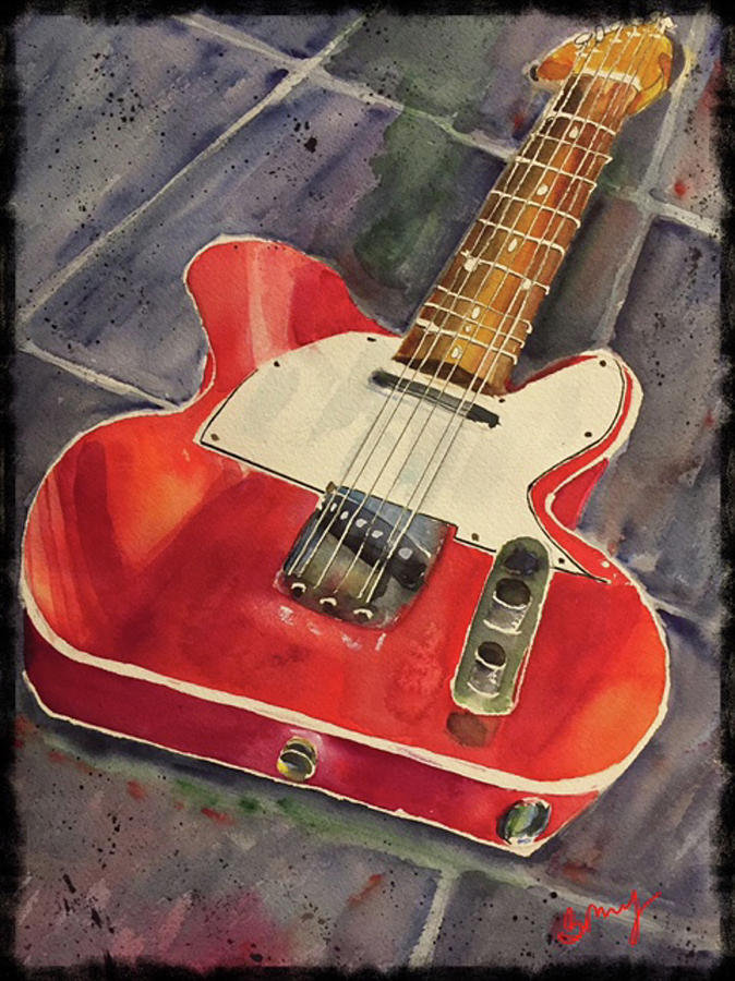 Red Telecaster #1 Painting by Bonny Butler