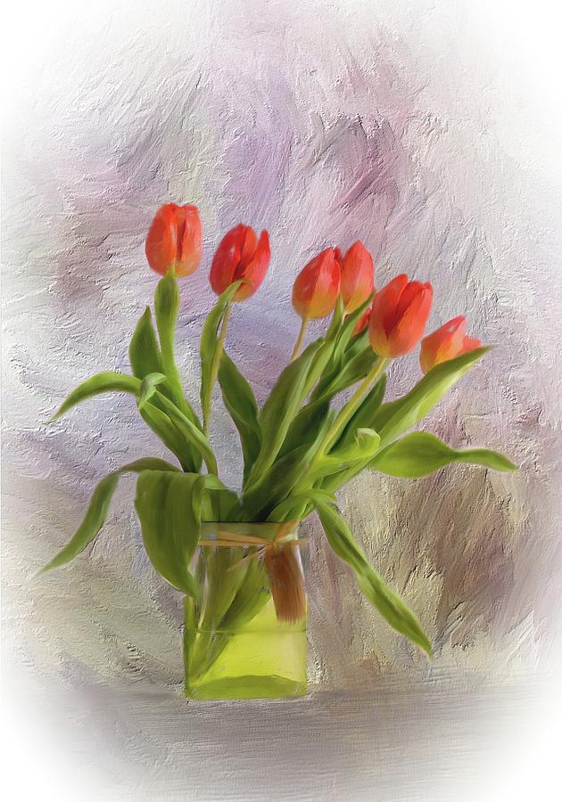 Red Tulips #1 Mixed Media by Mary Timman
