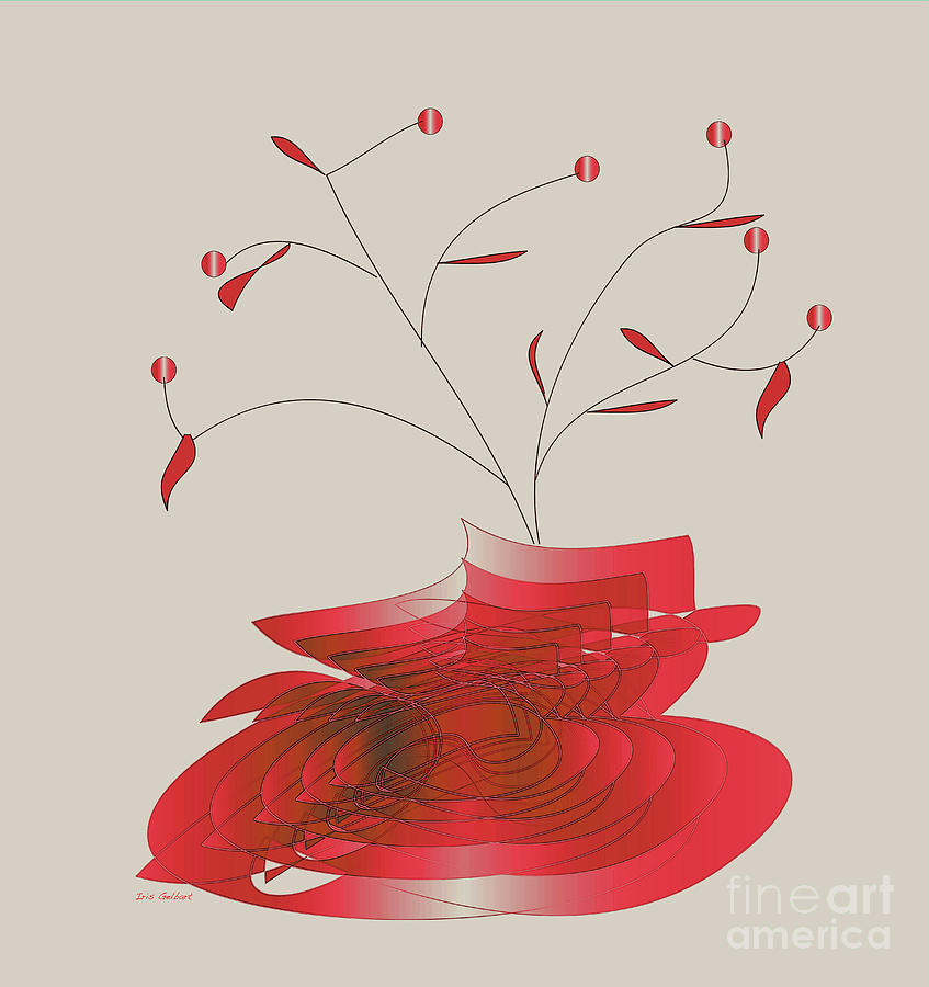 Red Vase #1 Digital Art by Iris Gelbart