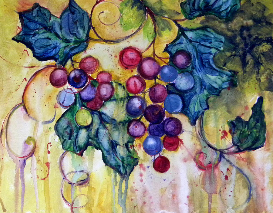 Grape Painting - Red Water Color Grapes #1 by Peggy Wilson