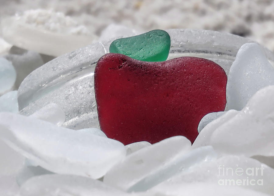 Sea Glass in Red White and Green  Photograph by Janice Drew