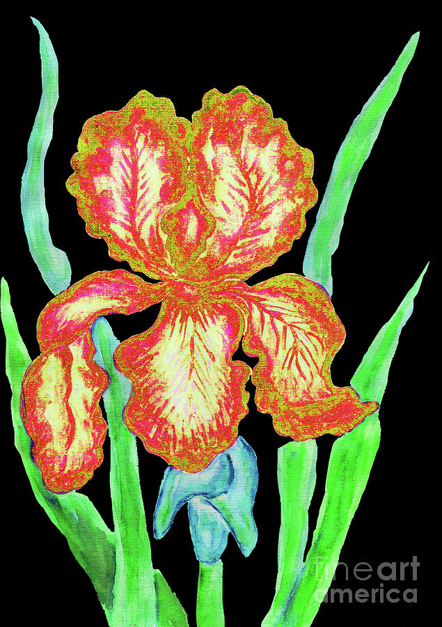 Red-yellow iris, painting #2 Painting by Irina Afonskaya