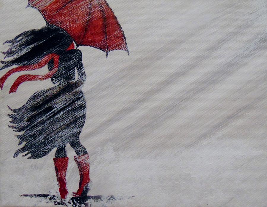 Reds in the Rain #1 Painting by Michelle Schaeffer - Fine Art America