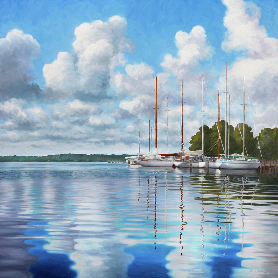 Reflections on Fishing Bay Painting by Guy Crittenden
