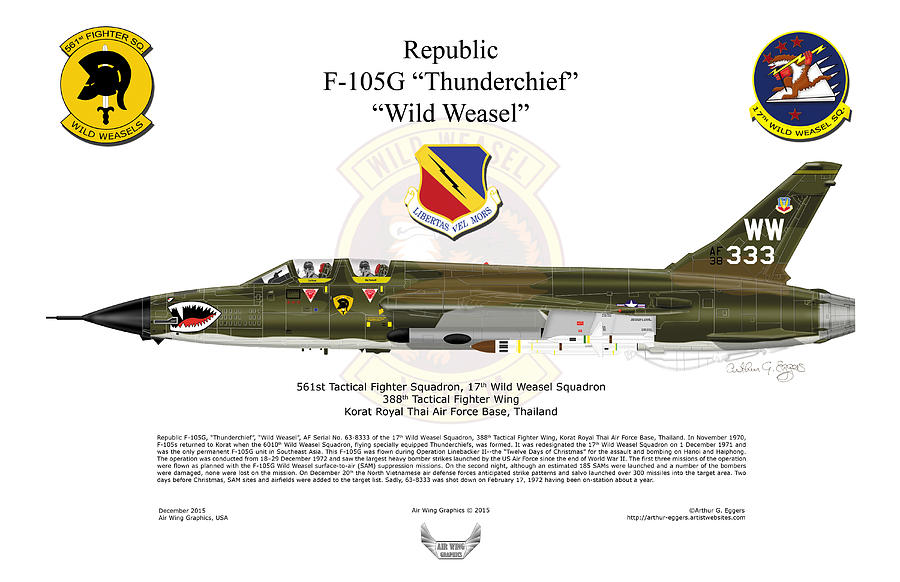 Republic F-105G Wild Weasel #2 Digital Art by Arthur Eggers