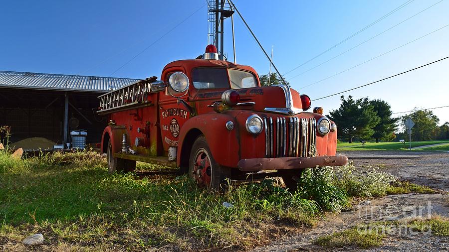 Farm Photograph - Retired engine for Plymouth Fire Company #1 by Ben Schumin