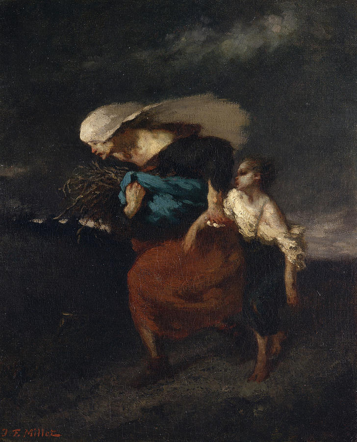 Jean Francois Millet Painting - Retreat from the Storm #1 by Jean-Francois Millet