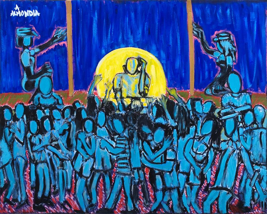 Music Painting - Rhythm Blue #1 by Albert Almondia
