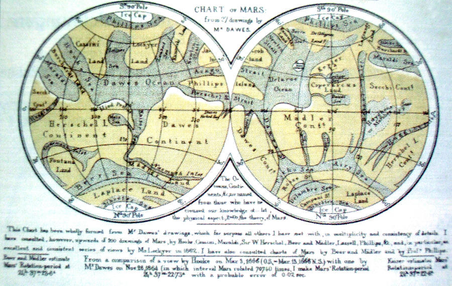 Richard Proctor Mars Map, 1860s #1 Photograph by Science Source