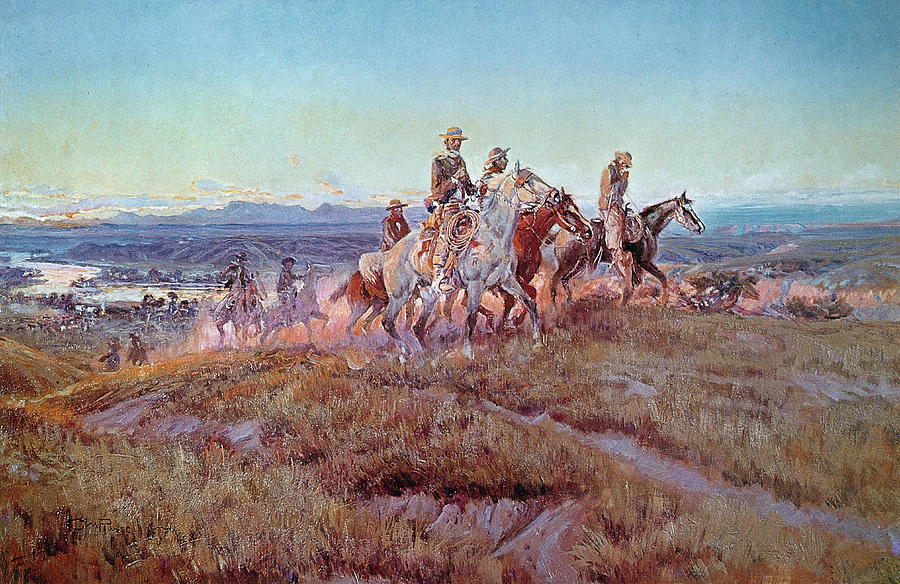 Riders Of The Open Range Painting by Charles Marion Russell - Fine Art ...